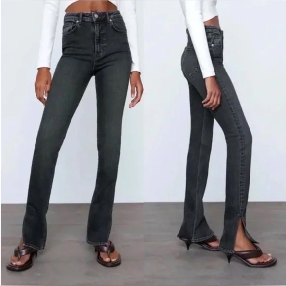 Zara Denim - Zara black split hem jeans